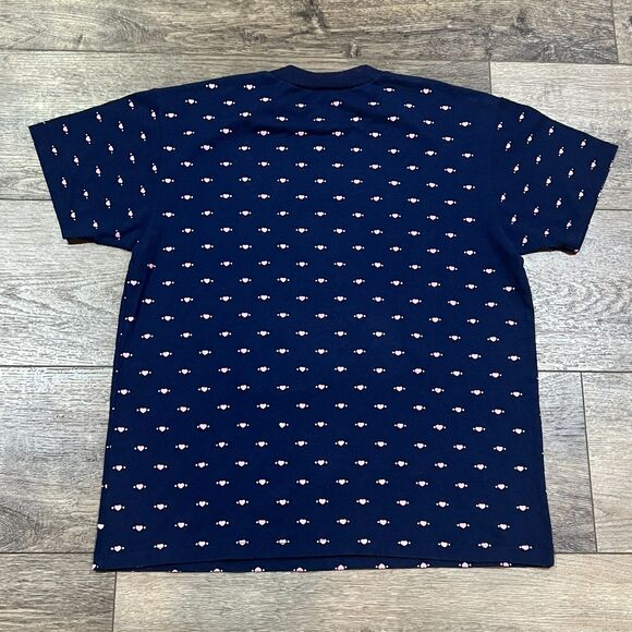 Vintage 90s All Over Print AOP Teddy Bear Tea Party Shirt Puff Print Hearts L - Picture 5 of 7